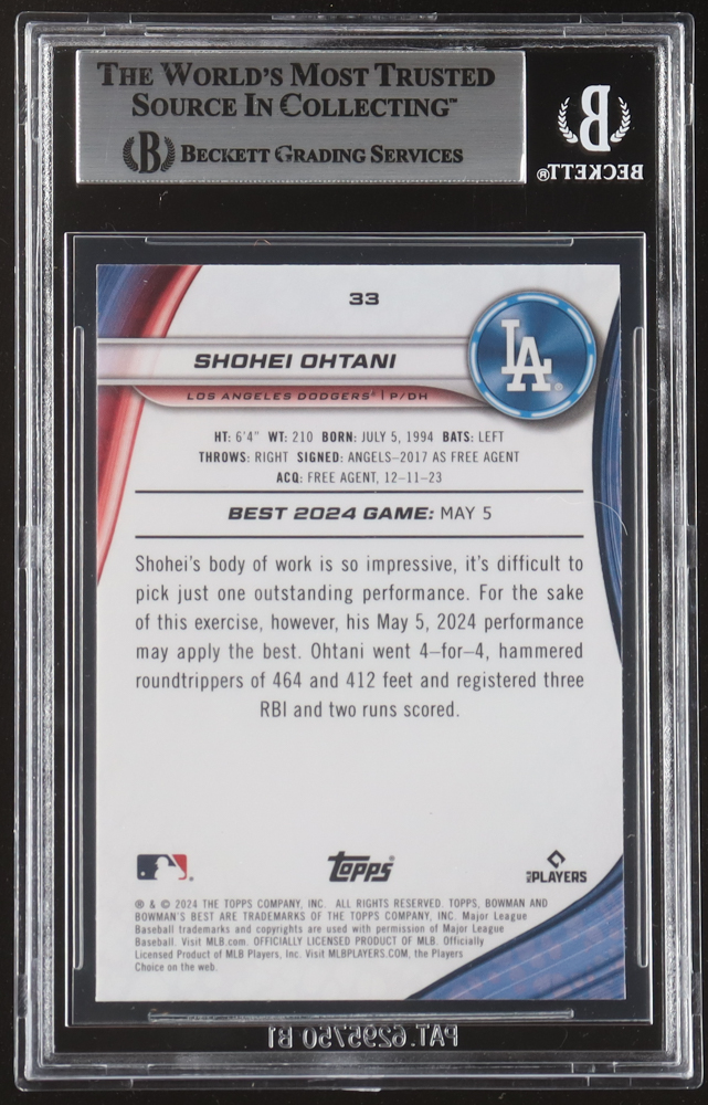 Shohei Ohtani 2024 Bowman's Best Gold Lava Refractors #33 #28/50 (BGS 9) at PristineAuction.com Shohei Ohtani 2024 Bowman's Best Gold Lava Refractors #33 #28/50 (BGS 9) at PristineAuction.com
