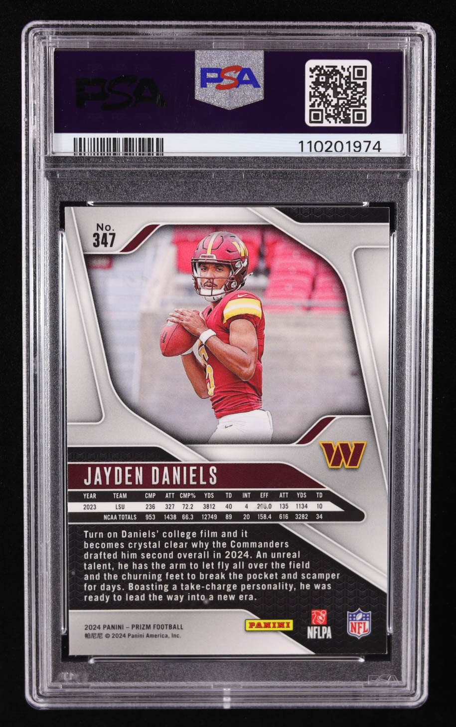 Jayden Daniels 2024 Panini Prizm #347 RC (PSA 9) at PristineAuction.com Jayden Daniels 2024 Panini Prizm #347 RC (PSA 9) at PristineAuction.com