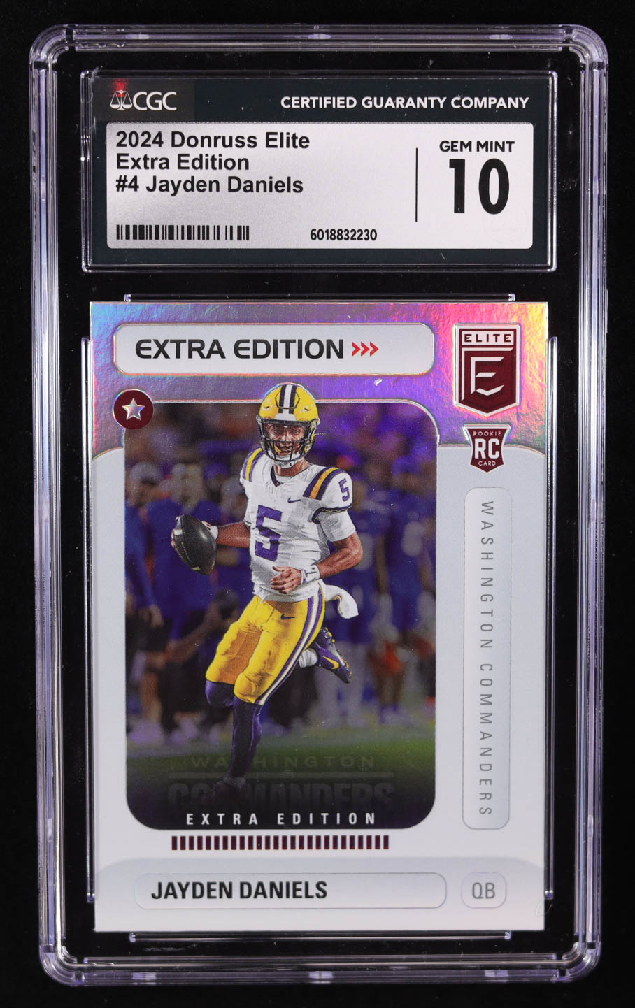 Jayden Daniels 2024 Elite Extra Edition #4 RC (CGC 10) at PristineAuction.com Jayden Daniels 2024 Elite Extra Edition #4 RC (CGC 10) at PristineAuction.com