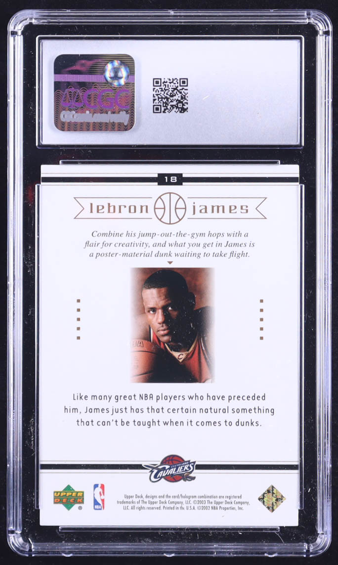 LeBron James 2003 Upper Deck LeBron James Box Set #18 RC (CGC 10) at PristineAuction.com LeBron James 2003 Upper Deck LeBron James Box Set #18 RC (CGC 10) at PristineAuction.com