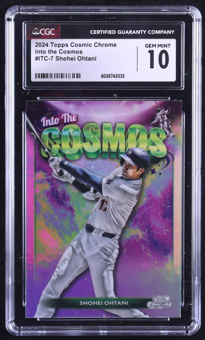 Shohei Ohtani 2024 Topps Cosmic Chrome Into the Cosmos #ITC7 (CGC 10) at PristineAuction.com Shohei Ohtani 2024 Topps Cosmic Chrome Into the Cosmos #ITC7 (CGC 10) at PristineAuction.com