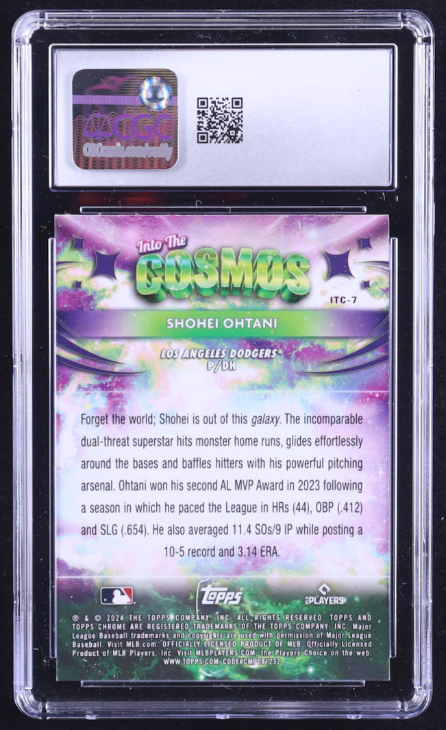 Shohei Ohtani 2024 Topps Cosmic Chrome Into the Cosmos #ITC7 (CGC 10) at PristineAuction.com Shohei Ohtani 2024 Topps Cosmic Chrome Into the Cosmos #ITC7 (CGC 10) at PristineAuction.com