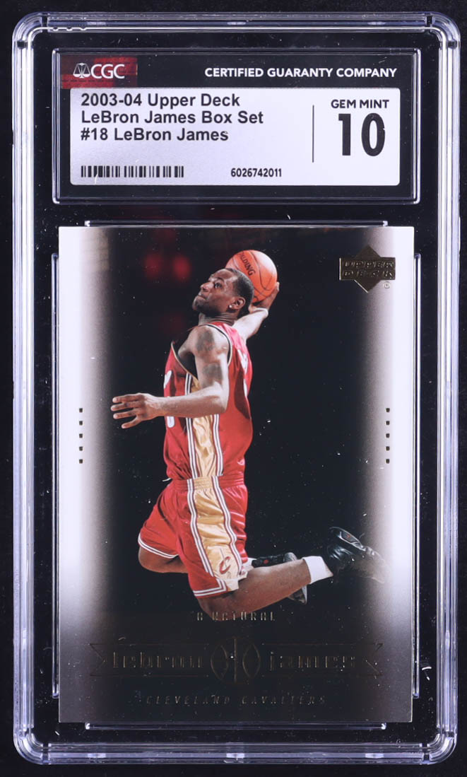 LeBron James 2003 Upper Deck LeBron James Box Set #18 RC (CGC 10) at PristineAuction.com LeBron James 2003 Upper Deck LeBron James Box Set #18 RC (CGC 10) at PristineAuction.com