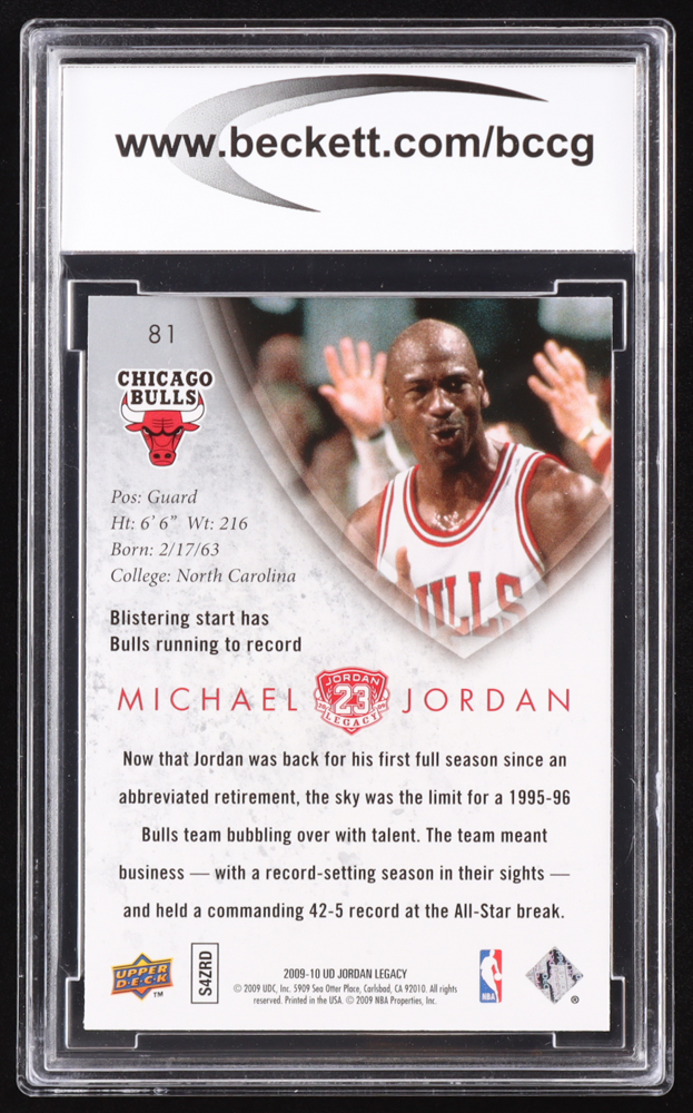 Michael Jordan 2009-10 Upper Deck Michael Jordan Legacy Collection Gold #81 (BCCG 10) at PristineAuction.com Michael Jordan 2009-10 Upper Deck Michael Jordan Legacy Collection Gold #81 (BCCG 10) at PristineAuction.com