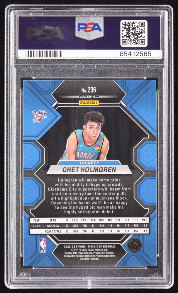 Chet Holmgren 2022-23 Mosaic Green #236 RC (PSA 10) at PristineAuction.com Chet Holmgren 2022-23 Mosaic Green #236 RC (PSA 10) at PristineAuction.com