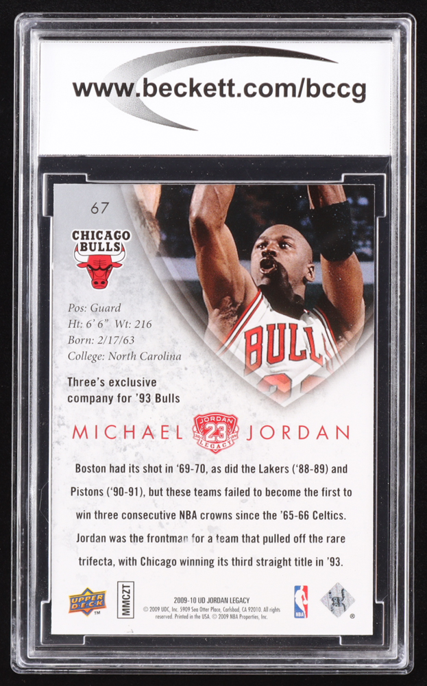 Michael Jordan 2009-10 Upper Deck Michael Jordan Legacy Collection Gold #67 (BCCG 10) at PristineAuction.com Michael Jordan 2009-10 Upper Deck Michael Jordan Legacy Collection Gold #67 (BCCG 10) at PristineAuction.com