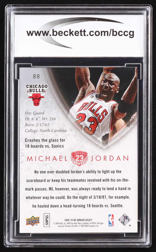 Michael Jordan 2009-10 Upper Deck Michael Jordan Legacy Collection Gold #88 (BCCG 10) at PristineAuction.com Michael Jordan 2009-10 Upper Deck Michael Jordan Legacy Collection Gold #88 (BCCG 10) at PristineAuction.com
