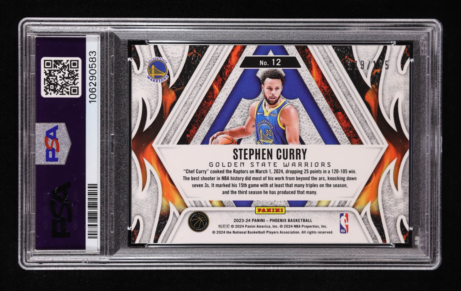 Stephen Curry 2023-24 Panini Phoenix Fire Forged Red #12 #119/125 (PSA 10) at PristineAuction.com Stephen Curry 2023-24 Panini Phoenix Fire Forged Red #12 #119/125 (PSA 10) at PristineAuction.com