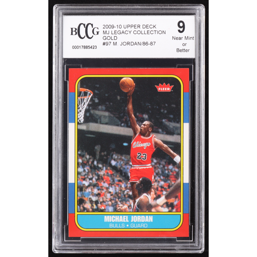 Michael Jordan 2009-10 Upper Deck Michael Jordan Legacy Collection Gold #97 / '86-87 Fleer Reprint (BCCG 9) at PristineAuction.com
