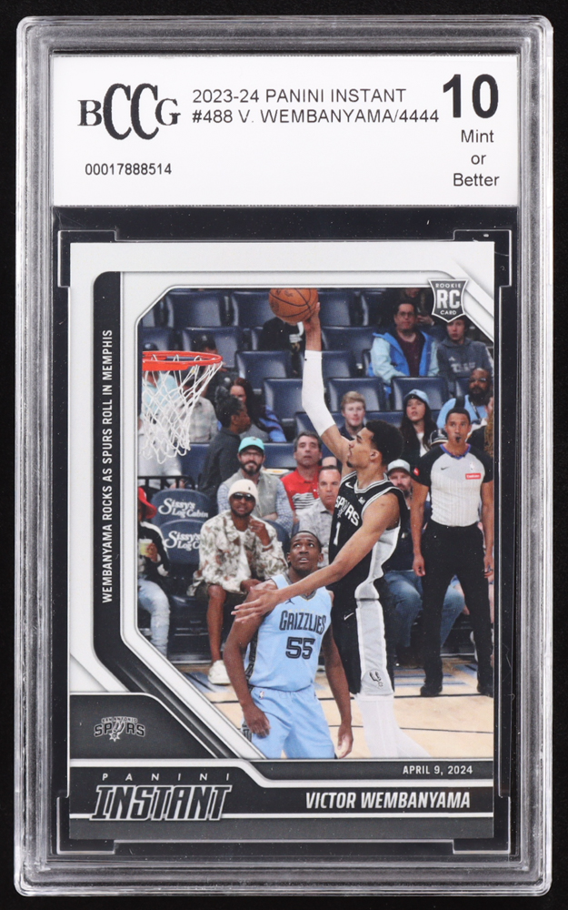 Victor Wembanyama 2023-24 Panini Instant #488 RC (BCCG 10) at PristineAuction.com Victor Wembanyama 2023-24 Panini Instant #488 RC (BCCG 10) at PristineAuction.com