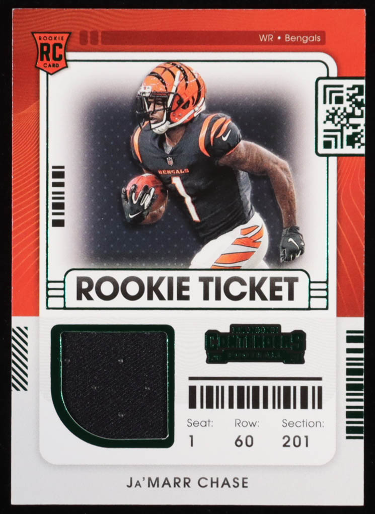 Ja'Marr Chase 2021 Panini Contenders Rookie Ticket Swatches #5 RC at PristineAuction.com Ja'Marr Chase 2021 Panini Contenders Rookie Ticket Swatches #5 RC at PristineAuction.com