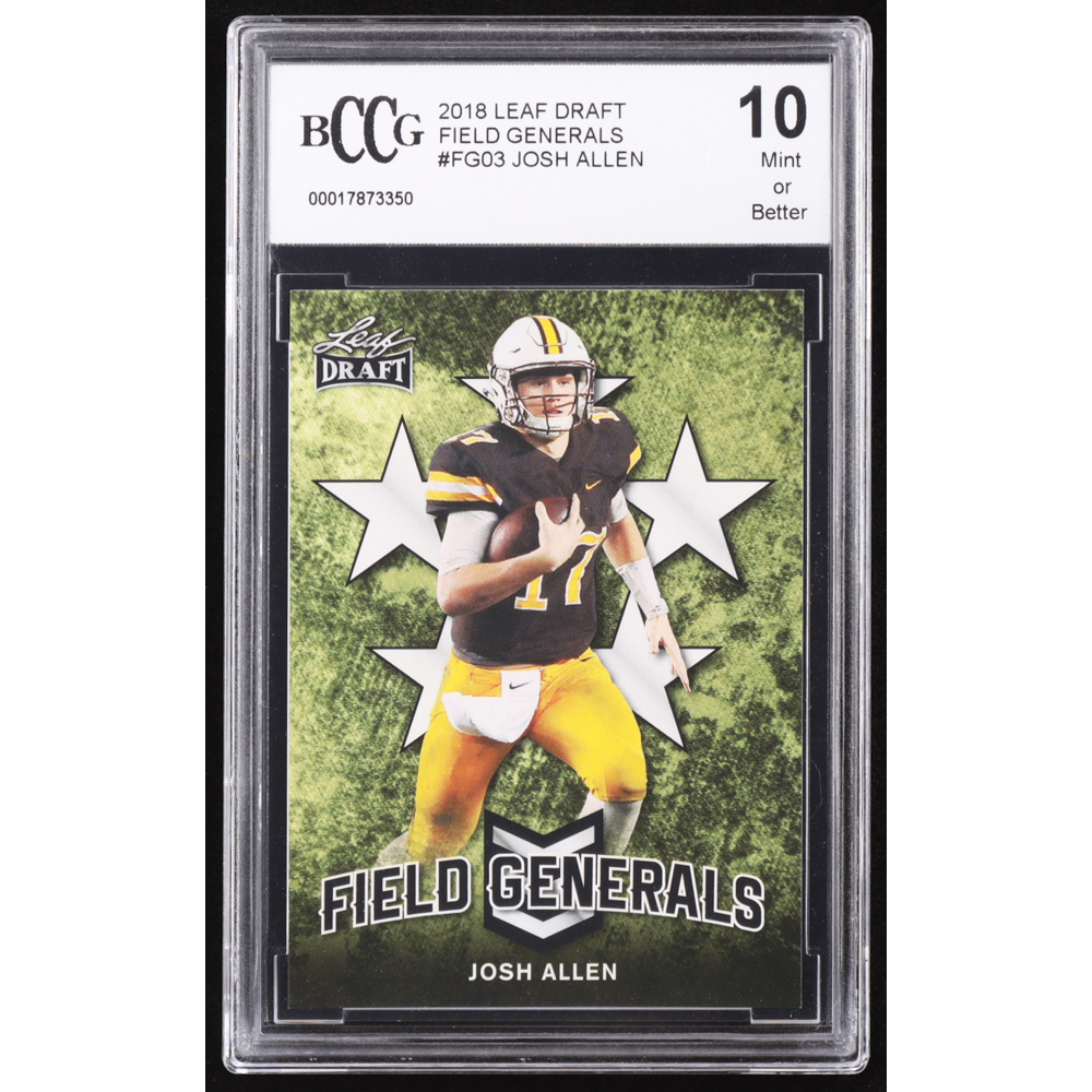Josh Allen 2018 Leaf Draft Field Generals #FG03 RC (BCCG 10) at PristineAuction.com
