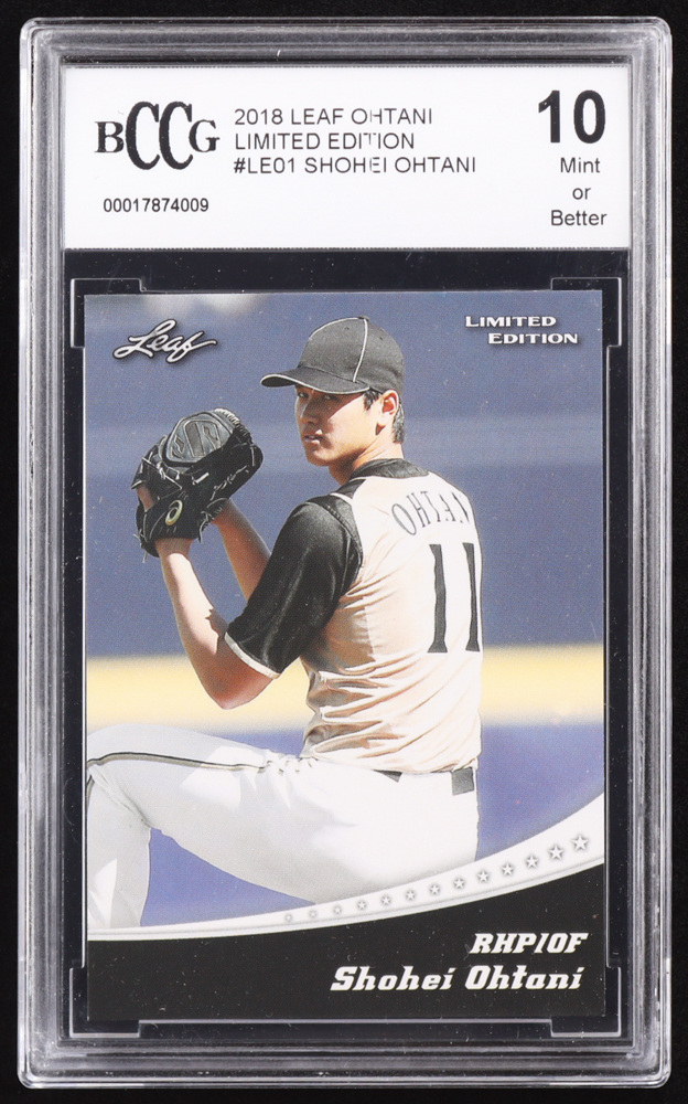 Shohei Ohtani 2018 Leaf Ohtani Limited Edition #LE01 RC (BCCG 10) at PristineAuction.com Shohei Ohtani 2018 Leaf Ohtani Limited Edition #LE01 RC (BCCG 10) at PristineAuction.com