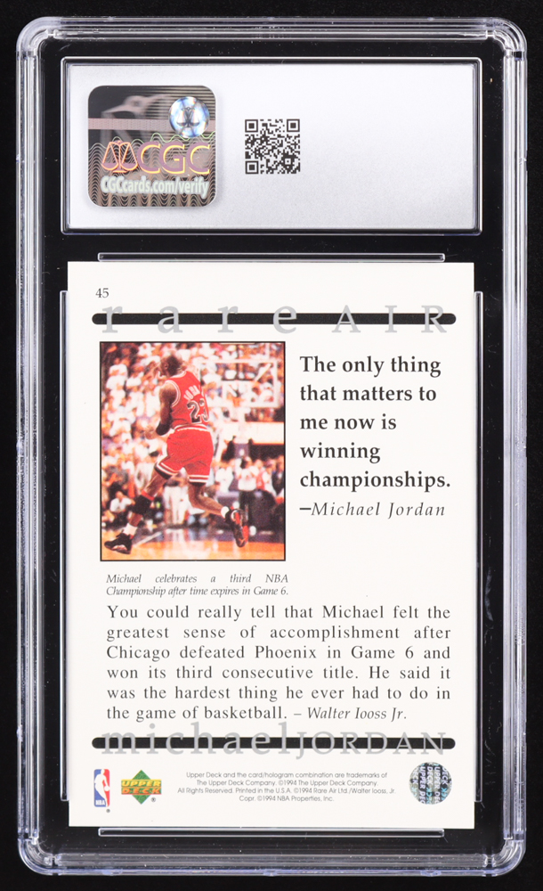 Michael Jordan 1994 Upper Deck Jordan Rare Air #45 (CGC 10) at PristineAuction.com Michael Jordan 1994 Upper Deck Jordan Rare Air #45 (CGC 10) at PristineAuction.com