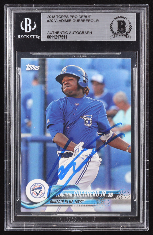 Vladimir Guerrero Jr. 2018 Topps Pro Debut #20 RC (BGS & JSA) at PristineAuction.com Vladimir Guerrero Jr. 2018 Topps Pro Debut #20 RC (BGS & JSA) at PristineAuction.com