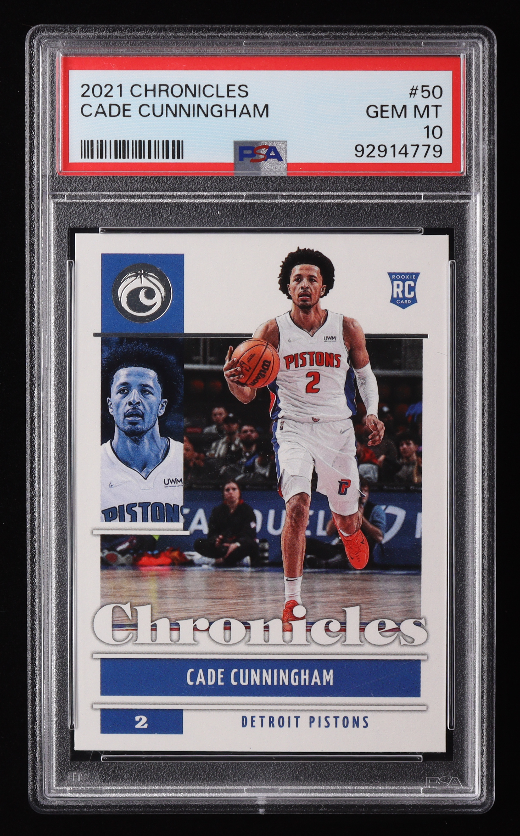 Cade Cunningham 2021-22 Panini Chronicles #50 RC (PSA 10) at PristineAuction.com Cade Cunningham 2021-22 Panini Chronicles #50 RC (PSA 10) at PristineAuction.com