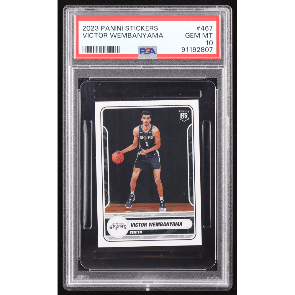 Victor Wembanyama 2023-24 Panini Stickers #467 ROO RC (PSA 10) at PristineAuction.com