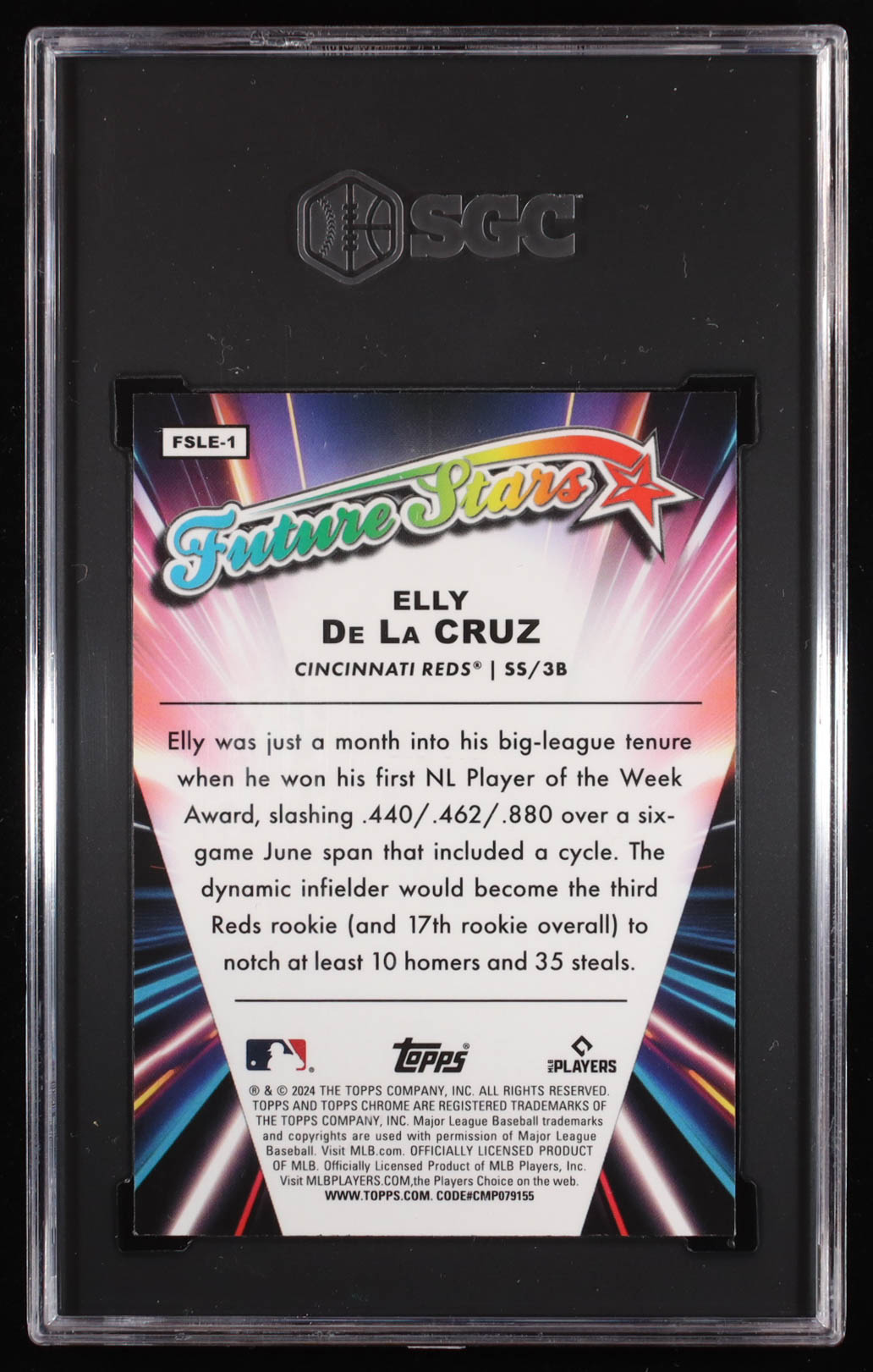 Elly De La Cruz 2024 Topps Chrome Logofractor Future Stars #FSLE1 RC (SGC 9.5) at PristineAuction.com Elly De La Cruz 2024 Topps Chrome Logofractor Future Stars #FSLE1 RC (SGC 9.5) at PristineAuction.com