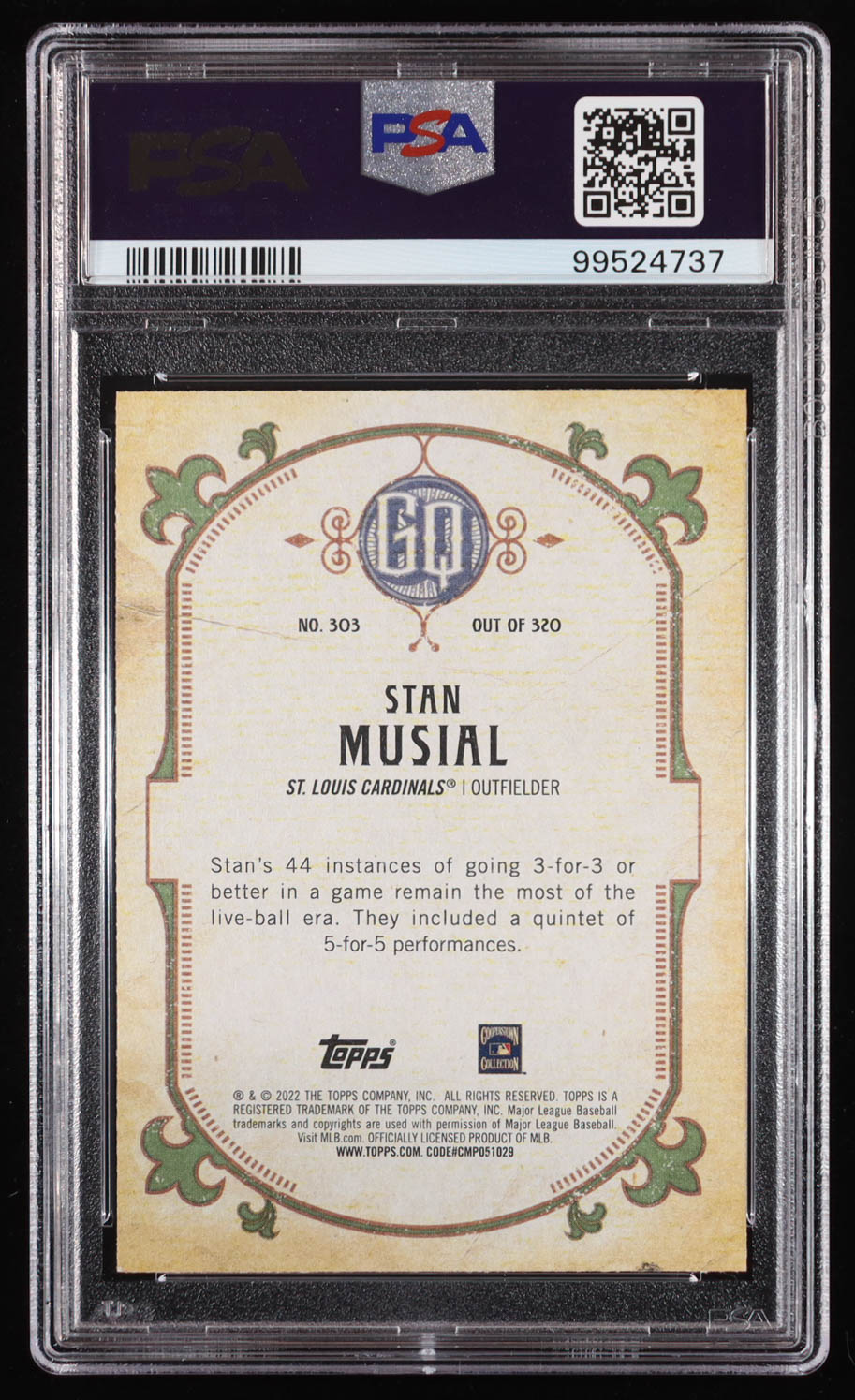 Stan Musial 2022 Gypsy Queen SP #303 (PSA 9) at PristineAuction.com Stan Musial 2022 Gypsy Queen SP #303 (PSA 9) at PristineAuction.com