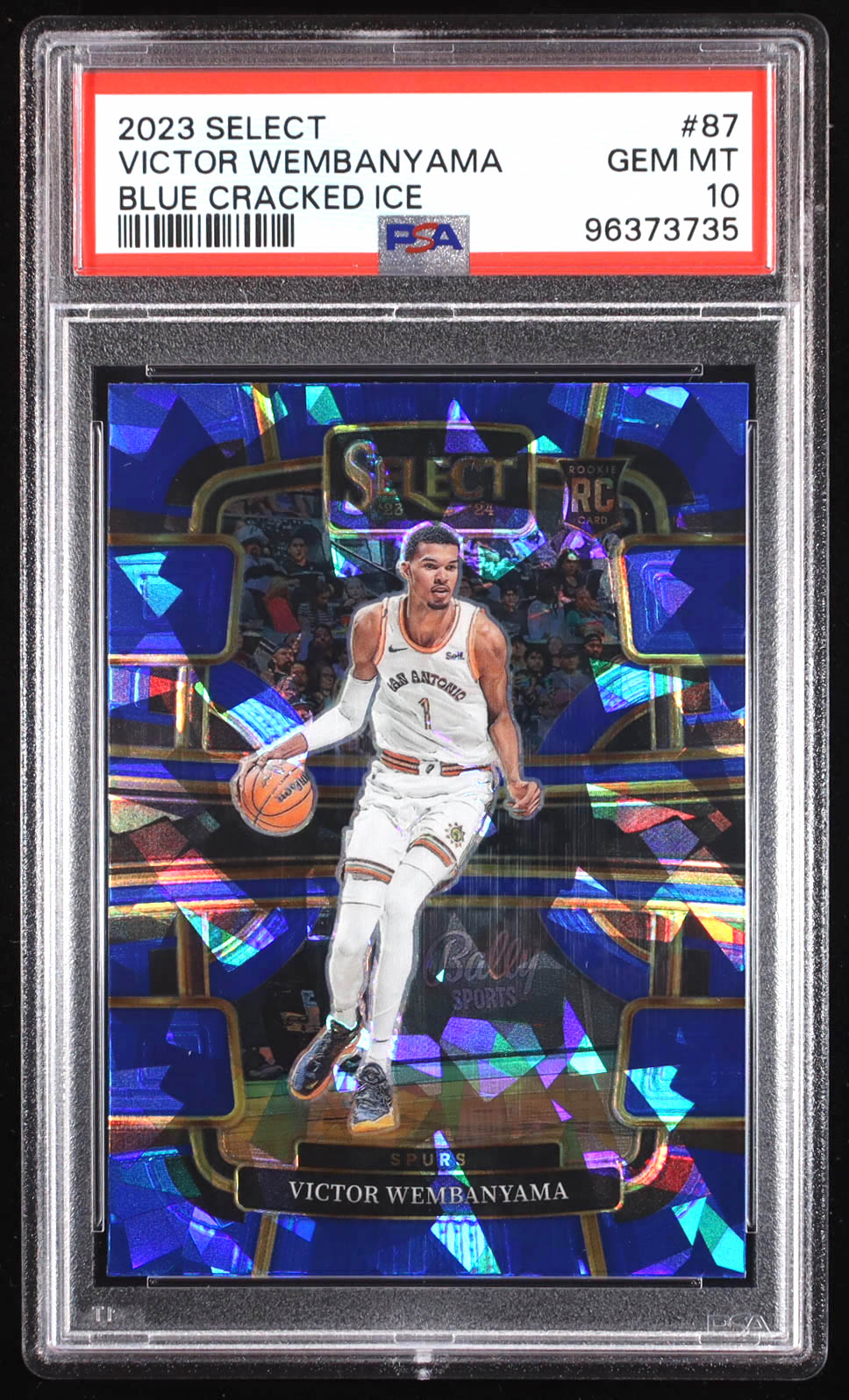 Victor Wembanyama 2023-24 Select Prizms Blue Cracked Ice #87 RC (PSA 10) at PristineAuction.com Victor Wembanyama 2023-24 Select Prizms Blue Cracked Ice #87 RC (PSA 10) at PristineAuction.com