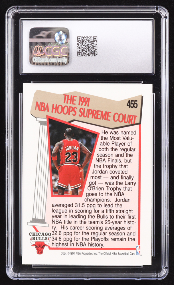 Michael Jordan 1991-92 Hoops #455 (CGC 10) at PristineAuction.com Michael Jordan 1991-92 Hoops #455 (CGC 10) at PristineAuction.com