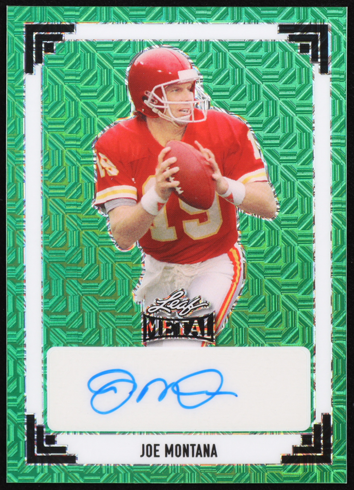 Joe Montana Signed 2024 Leaf Metal Mojo Green #91A-JM2 #1/4 at PristineAuction.com Joe Montana Signed 2024 Leaf Metal Mojo Green #91A-JM2 #1/4 at PristineAuction.com