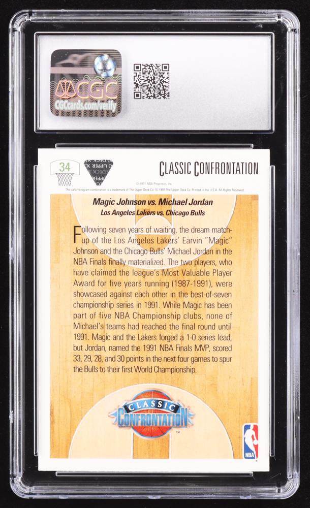 Magic Johnson / Michael Jordan 1991-92 Upper Deck #34 (CGC 10) at PristineAuction.com Magic Johnson / Michael Jordan 1991-92 Upper Deck #34 (CGC 10) at PristineAuction.com