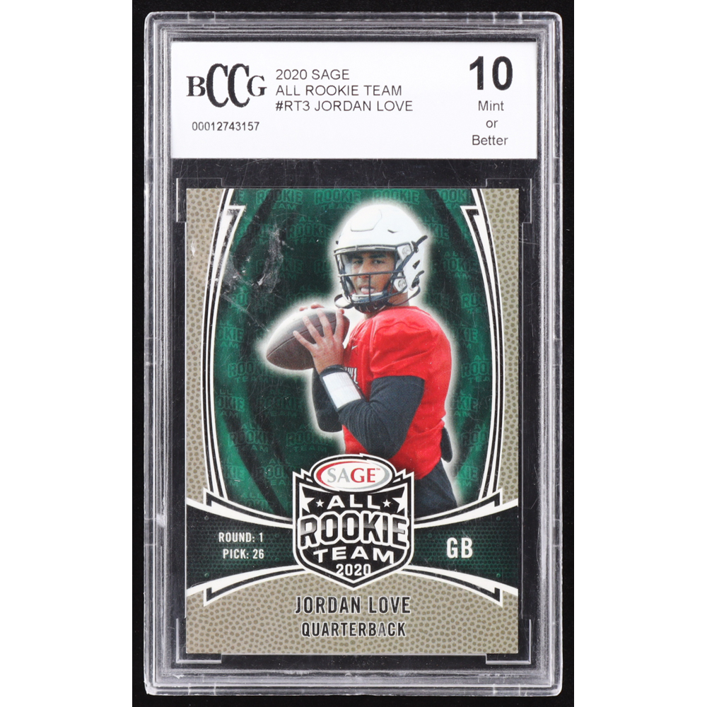 Jordan Love 2020 Sage All Rookie Team Gold #RT3 RC (BCCG 10) at PristineAuction.com Jordan Love 2020 Sage All Rookie Team Gold #RT3 RC (BCCG 10) at PristineAuction.com