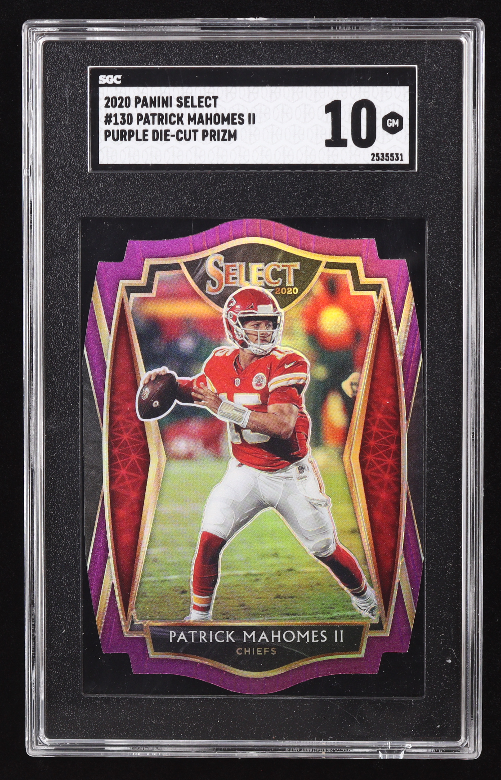 Patrick Mahomes II 2020 Select Prizm Purple Die Cut #130 (SGC 10) at PristineAuction.com Patrick Mahomes II 2020 Select Prizm Purple Die Cut #130 (SGC 10) at PristineAuction.com