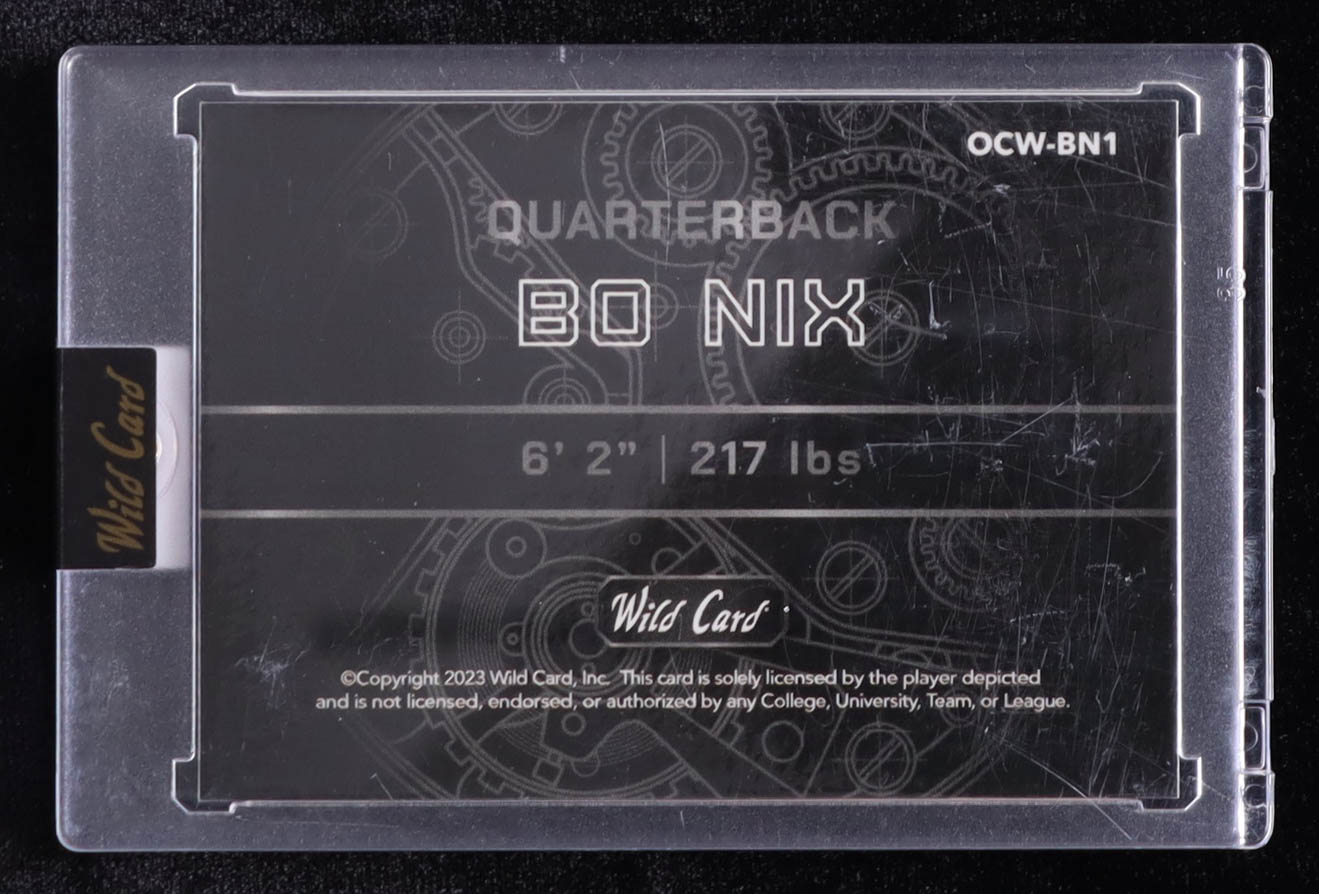 Bo Nix 2023 Wild Card QB1 On the Clock Silver Lazer #OCWBN1 RC #41/50 at PristineAuction.com Bo Nix 2023 Wild Card QB1 On the Clock Silver Lazer #OCWBN1 RC #41/50 at PristineAuction.com