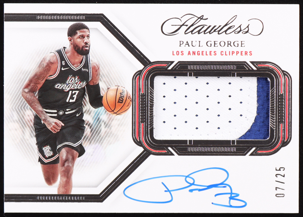 Paul George Signed 2022-23 Panini Flawless Horizontal Patch Autographs #19 #7/25 at PristineAuction.com Paul George Signed 2022-23 Panini Flawless Horizontal Patch Autographs #19 #7/25 at PristineAuction.com