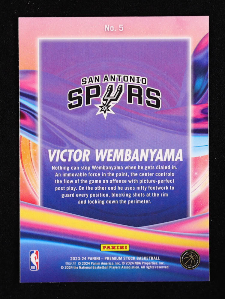 Victor Wembanyama 2023-24 Hoops Premium Stock Anti Gravity #5 RC at PristineAuction.com Victor Wembanyama 2023-24 Hoops Premium Stock Anti Gravity #5 RC at PristineAuction.com