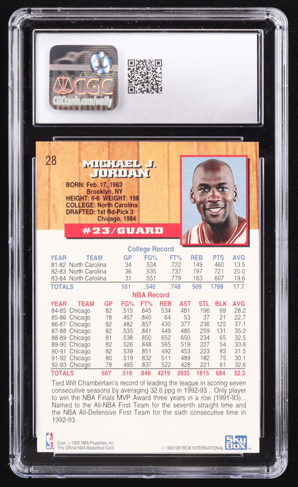 Michael Jordan 1993-94 Hoops #28 (CGC 10) at PristineAuction.com Michael Jordan 1993-94 Hoops #28 (CGC 10) at PristineAuction.com