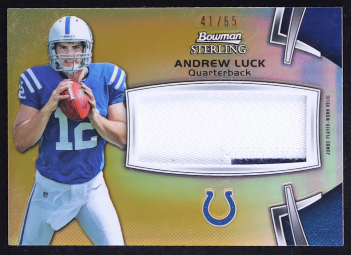 Andrew Luck 2012 Bowman Sterling Gold Refractors #BSJRRAL Jersey RC #41/65 at PristineAuction.com Andrew Luck 2012 Bowman Sterling Gold Refractors #BSJRRAL Jersey RC #41/65 at PristineAuction.com