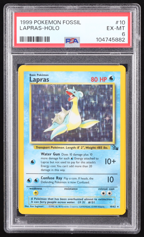 Lapras 1999 Pokemon Fossil 1st Edition #10 Holo (PSA 6) at PristineAuction.com Lapras 1999 Pokemon Fossil 1st Edition #10 Holo (PSA 6) at PristineAuction.com
