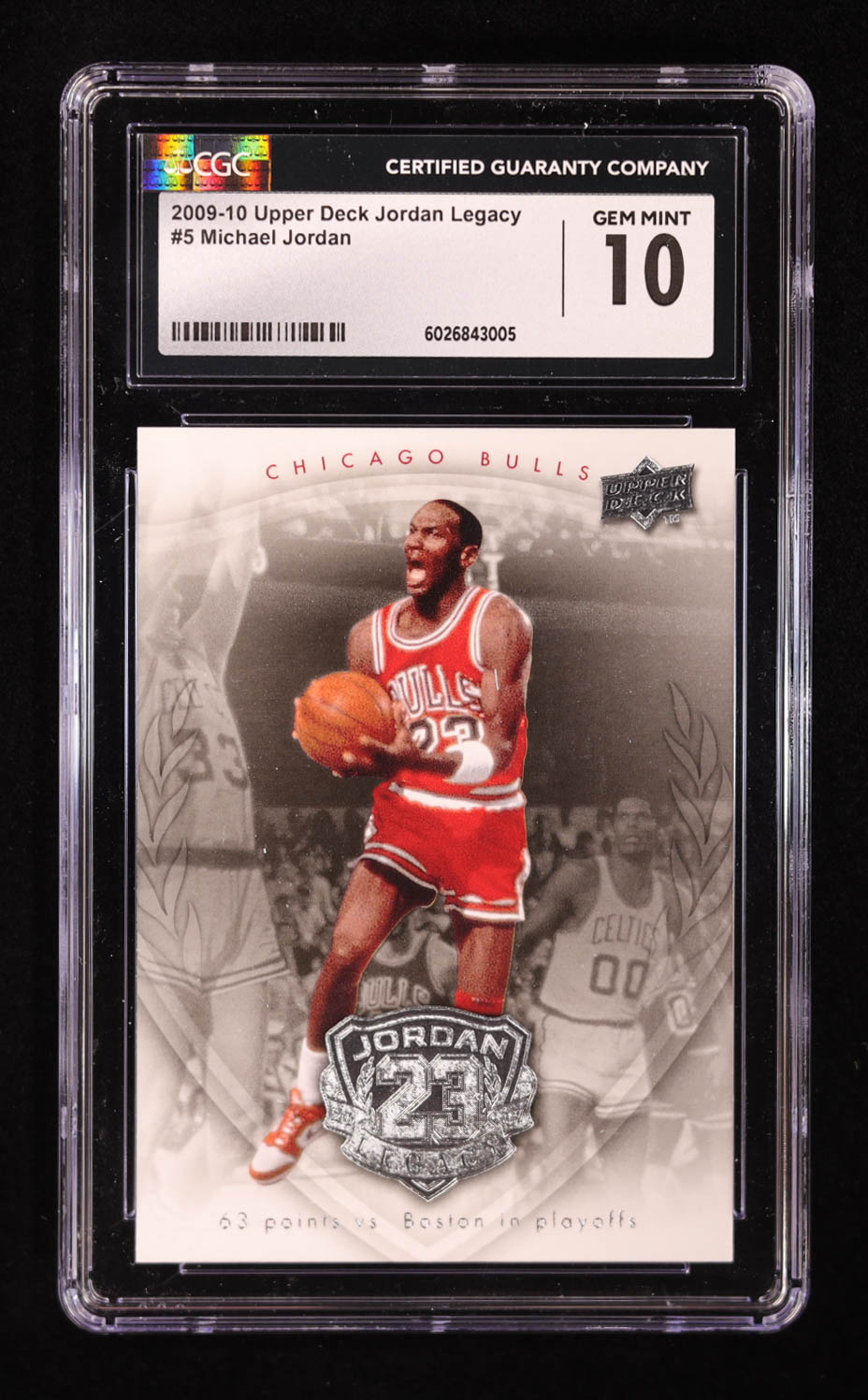 Michael Jordan 2009-10 Upper Deck Michael Jordan Legacy Collection #5 (CGC 10) at PristineAuction.com Michael Jordan 2009-10 Upper Deck Michael Jordan Legacy Collection #5 (CGC 10) at PristineAuction.com