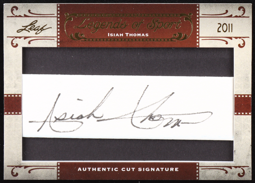 Isiah Thomas Signed 2011 Leaf Legends of The Sport Authentic Cut Autograph #IT-3 at PristineAuction.com Isiah Thomas Signed 2011 Leaf Legends of The Sport Authentic Cut Autograph #IT-3 at PristineAuction.com
