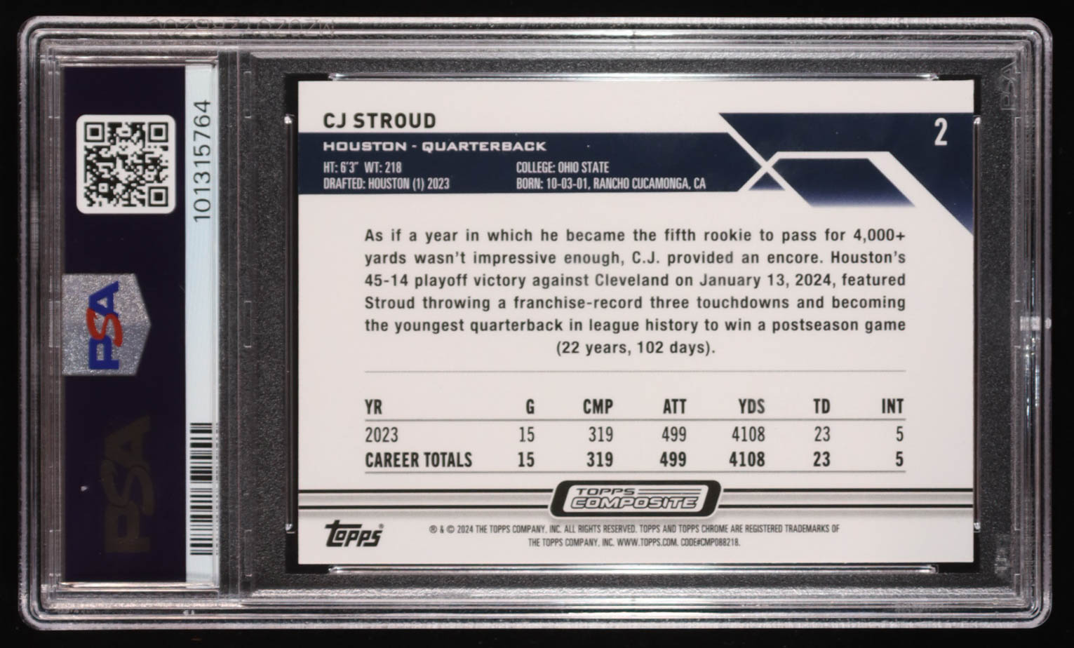 CJ Stroud 2023 Topps Composite Chrome Pink Refractors #2 RC (PSA 10) at PristineAuction.com CJ Stroud 2023 Topps Composite Chrome Pink Refractors #2 RC (PSA 10) at PristineAuction.com