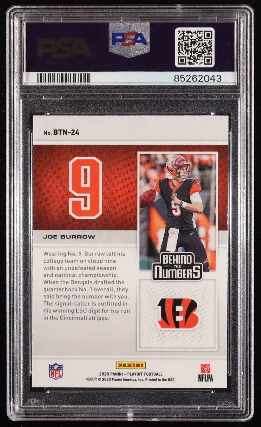 Joe Burrow 2020 Playoff Behind the Numbers #24 RC (PSA 9) at PristineAuction.com Joe Burrow 2020 Playoff Behind the Numbers #24 RC (PSA 9) at PristineAuction.com