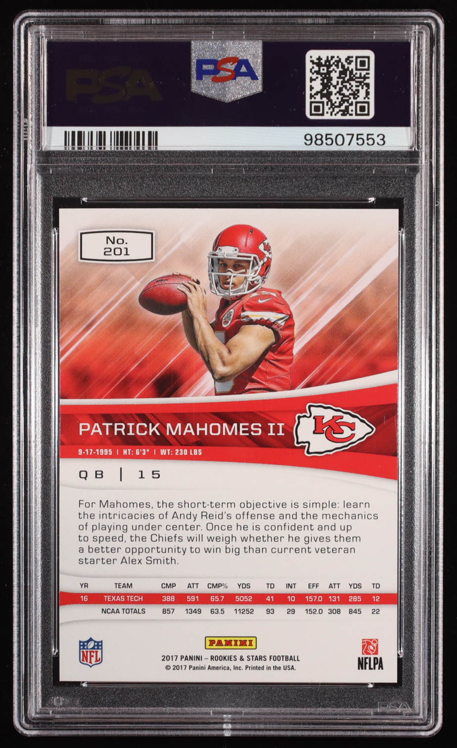 Patrick Mahomes II 2017 Rookies and Stars #201 RC (PSA 10) at PristineAuction.com Patrick Mahomes II 2017 Rookies and Stars #201 RC (PSA 10) at PristineAuction.com