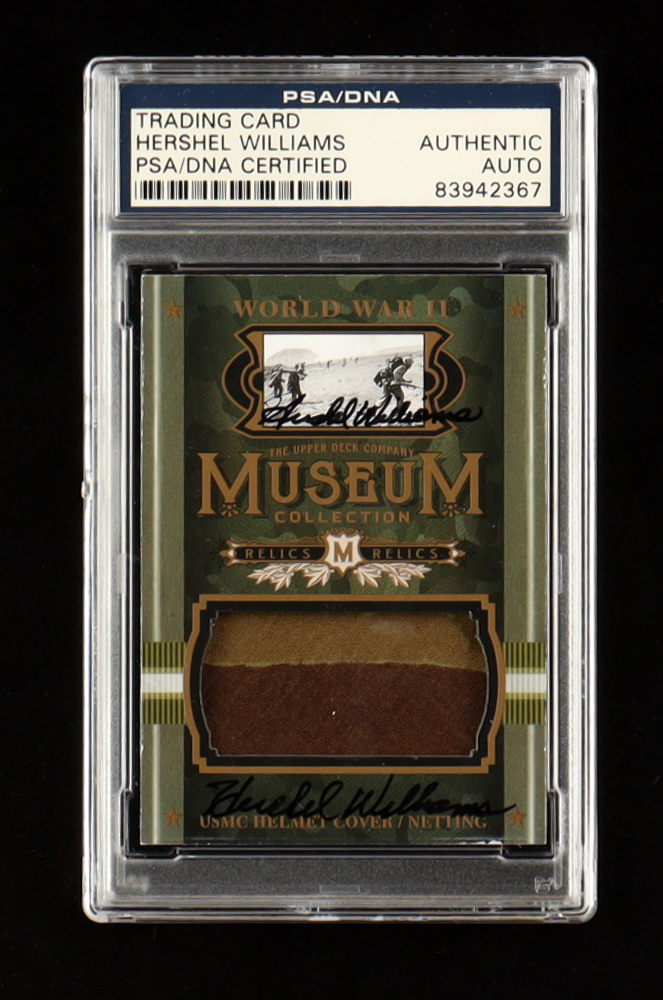 Hershel Williams Signed 2016 Goodwin Champions Museum USMC Relic Card (PSA) WWII Iwo Jima Medal of Honor Recipient at PristineAuction.com Hershel Williams Signed 2016 Goodwin Champions Museum USMC Relic Card (PSA) WWII Iwo Jima Medal of Honor Recipient at PristineAuction.com