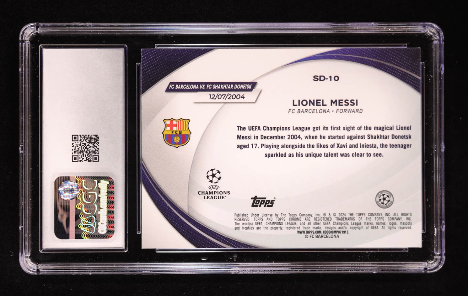 Lionel Messi 2023-24 Topps Chrome UEFA Club Competitions Starball Debuts #SD10 (CGC 10) at PristineAuction.com Lionel Messi 2023-24 Topps Chrome UEFA Club Competitions Starball Debuts #SD10 (CGC 10) at PristineAuction.com