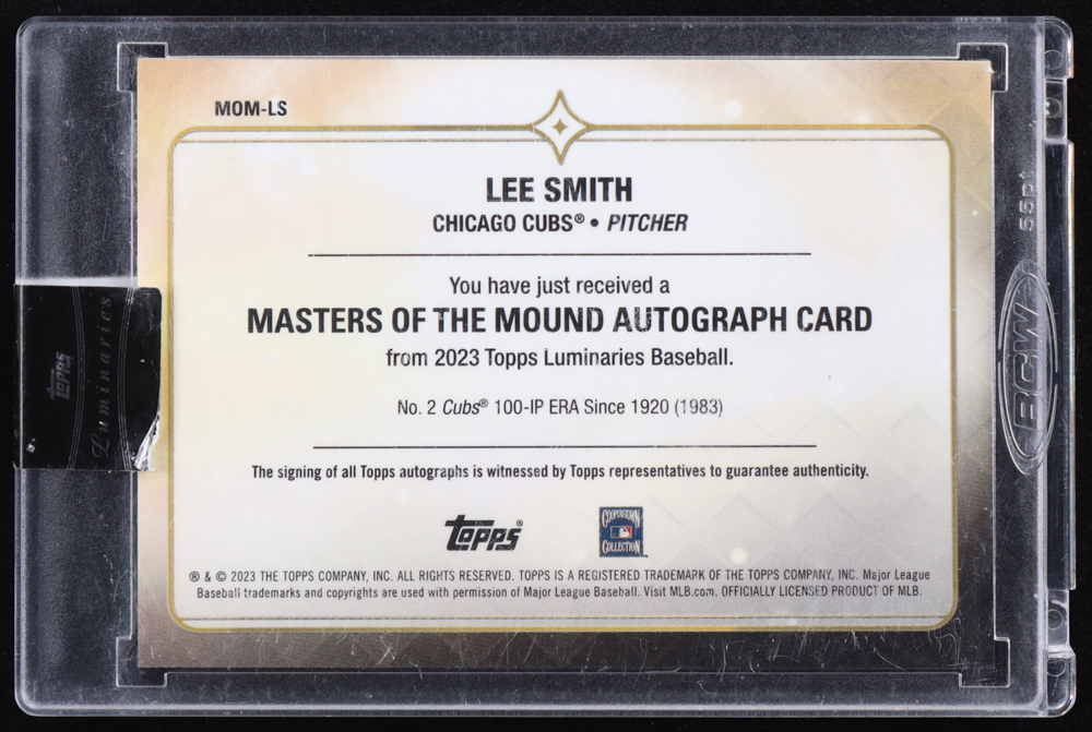Lee Smith Signed 2023 Topps Luminaries Masters of the Mound Autographs #MOMLS #10/15 at PristineAuction.com Lee Smith Signed 2023 Topps Luminaries Masters of the Mound Autographs #MOMLS #10/15 at PristineAuction.com