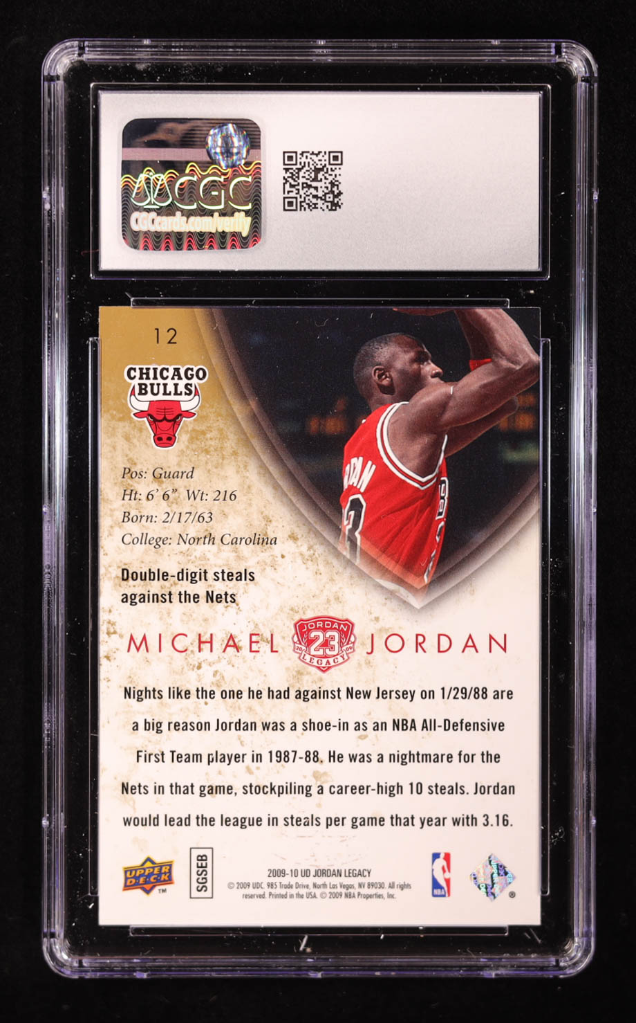 Michael Jordan 2009-10 Upper Deck Michael Jordan Legacy Collection #12 (CGC 10) at PristineAuction.com Michael Jordan 2009-10 Upper Deck Michael Jordan Legacy Collection #12 (CGC 10) at PristineAuction.com