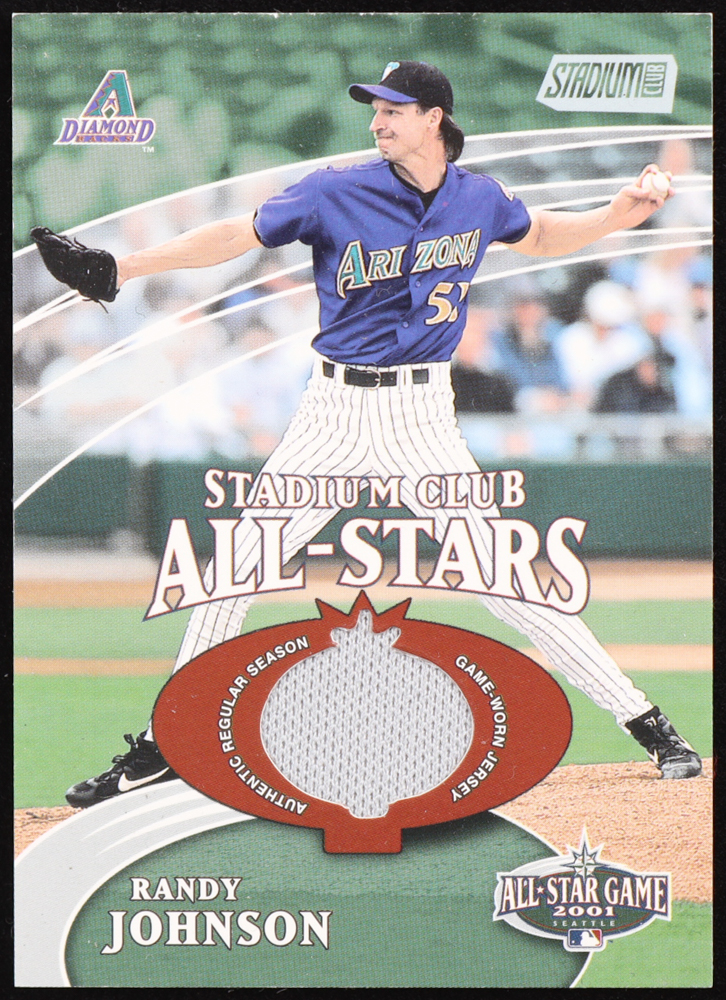 Randy Johnson 2002 Stadium Club All-Star Relics Jsy G4 #SCASRJ #452/2400 at PristineAuction.com Randy Johnson 2002 Stadium Club All-Star Relics Jsy G4 #SCASRJ #452/2400 at PristineAuction.com
