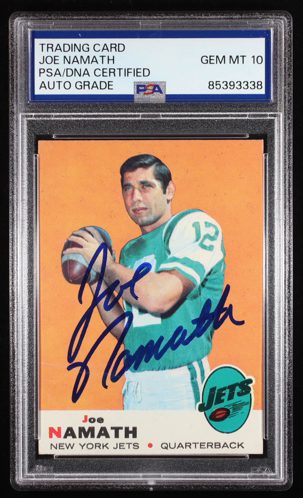 Joe Namath Signed 1969 Topps #100 (PSA Authentic) at PristineAuction.com Joe Namath Signed 1969 Topps #100 (PSA Authentic) at PristineAuction.com