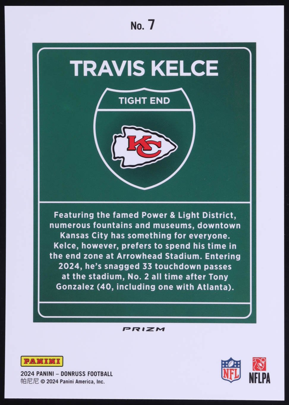 Travis Kelce 2024 Donruss Downtown! Oversize #7 at PristineAuction.com Travis Kelce 2024 Donruss Downtown! Oversize #7 at PristineAuction.com