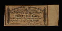 1864 $30 Confederate States of America CSA Bank Note Bond at PristineAuction.com