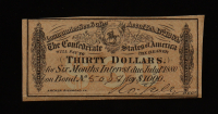 1864 $30 Confederate States of America CSA Bank Note Bond at PristineAuction.com