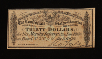 1864 $30 Confederate States of America CSA Bank Note Bond at PristineAuction.com